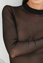 Damskie, czarne, przeźroczyste body TRANSPARENTE