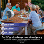Shark FlexBreeze TableMate Wentylator bezprzewodowy wewnętrzno-zewnętrzny, do 24 godz. pracy, wydajne chłodzenie, zasięg 20 m, cichy, 5 szybkości, oscylacja, zdalne sterowanie, zimowa mgła, FA150EU